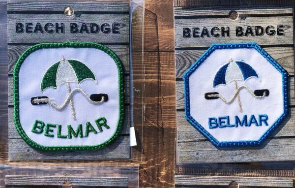 Beach Badge Patches - Belmar green square umbrella - Belmar blue octagon umbrella