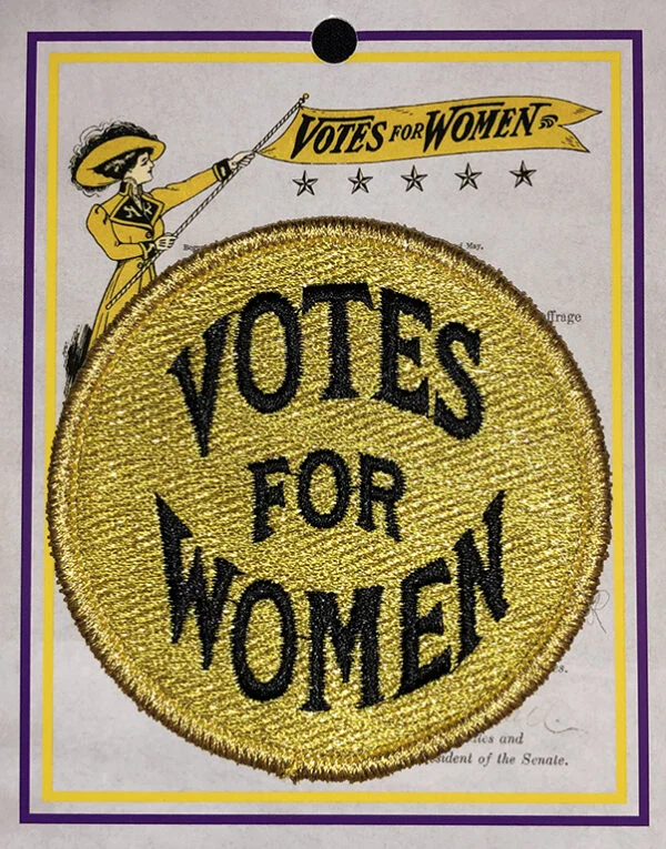 Votes for Women Patch on Backer Card