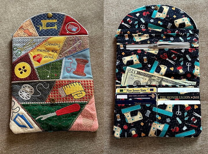 Crazy Quilt Sewing Wallet