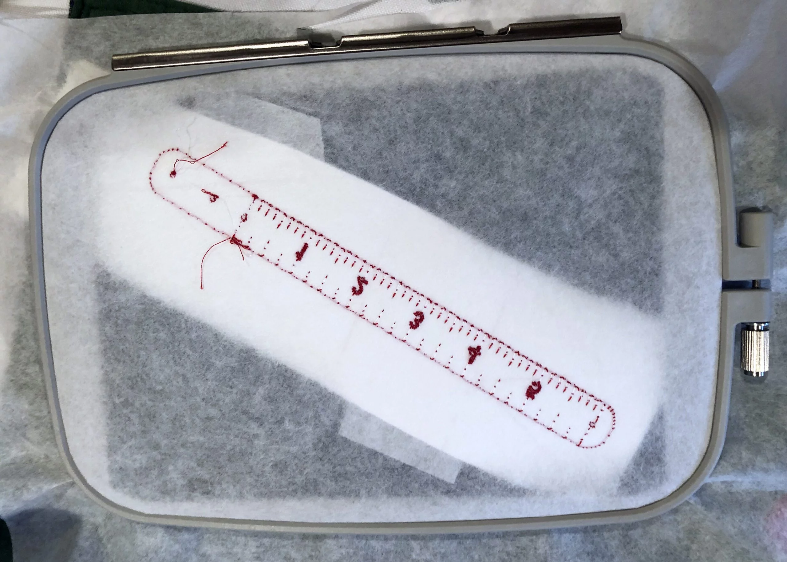 Ruler Key Fob Sew Out Back