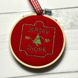 Red Jersey Shore Badge Hoop Ornament